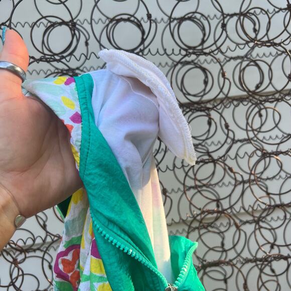 Vintage 90s Bright Abstract Floral Windbreaker Track Jacket - Picture 2 of 8